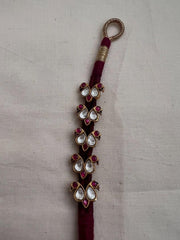 Gold polish kundan and ruby threaded bracelet-Silver Bracelet-CI-House of Taamara