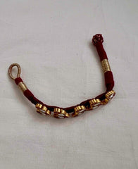Gold polish kundan and ruby threaded bracelet-Silver Bracelet-CI-House of Taamara