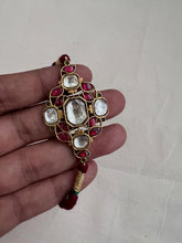 Gold polish kundan and ruby threaded bracelet-Silver Bracelet-CI-House of Taamara