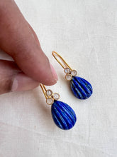 Gold polish kundan & blue lapiz hangings-Earrings-CI-House of Taamara