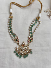 Gold polish kundan choker with pearls and jade beads-Silver Neckpiece-CI-House of Taamara