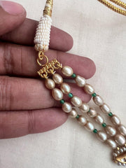 Gold polish kundan choker with pearls & green onyx beads-Silver Neckpiece-CI-House of Taamara