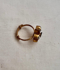 Gold polish kundan & emerald adjustable finger ring-Finger Ring-CI-House of Taamara