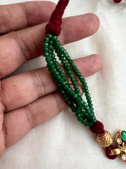 Gold polish kundan inlay work choker with earrings, SET-Silver Neckpiece-CI-House of Taamara