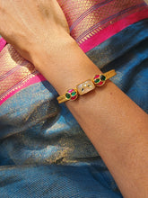 Gold polish kundan inlay work on rose quartz kada-Silver Bracelet-CI-House of Taamara