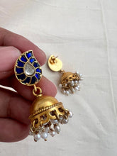 Gold polish kundan jhumkas with pearls-Earrings-CI-House of Taamara