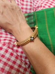 Gold polish kundan motif bangles, PAIR-Silver Bracelet-CI-House of Taamara