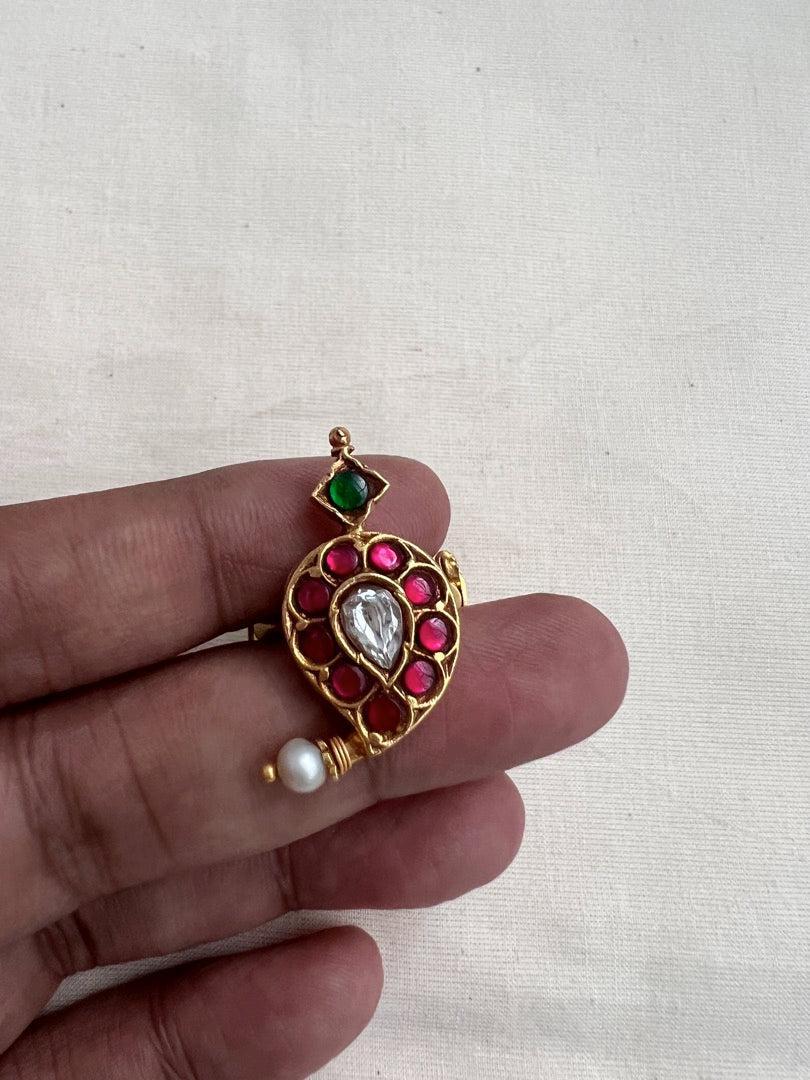 Gold polish kundan paisley adjustable finger ring-Finger Ring-CI-House of Taamara