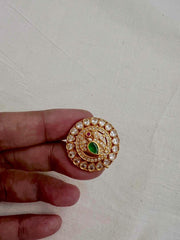 Gold polish kundan peacock jade billa clip-Silver Neckpiece-CI-House of Taamara