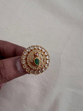 Gold polish kundan peacock jade billa clip-Silver Neckpiece-CI-House of Taamara