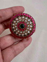 Gold polish kundan, ruby and emerald hair billa-Silver Neckpiece-CI-House of Taamara
