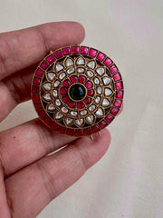 Gold polish kundan, ruby and emerald hair billa-Silver Neckpiece-CI-House of Taamara