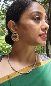 Gold polish kundan, ruby and emerald studs-Earrings-CI-House of Taamara