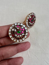 Gold polish kundan, ruby and emerald studs-Earrings-CI-House of Taamara