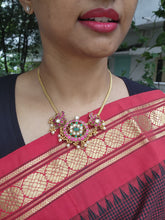 Gold polish kundan, ruby & emerald choker with pearls & gold polish beads-Silver Neckpiece-CI-House of Taamara