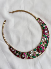 Gold polish kundan, ruby & emerald hasli necklace-Silver Neckpiece-CI-House of Taamara
