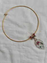 Gold polish kundan, ruby & emerald pendant hasli-Silver Neckpiece-CI-House of Taamara