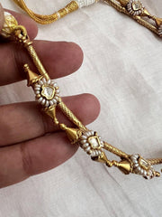 Gold polish kundan, ruby & emerald pendant necklace with earrings, SET-Silver Neckpiece-CI-House of Taamara