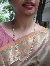 Gold polish kundan & ruby side mope with pearls chain-Silver Neckpiece-CI-House of Taamara