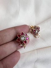 Gold polish kundan & ruby studs-Earrings-CI-House of Taamara