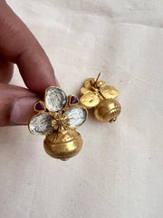 Gold polish kundan studs-Earrings-CI-House of Taamara