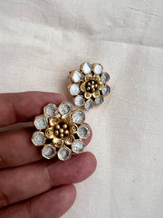 Gold polish kundan studs-Earrings-CI-House of Taamara