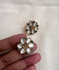 Gold polish kundan studs-Earrings-CI-House of Taamara