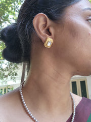 Gold polish kundan studs-Earrings-CI-House of Taamara