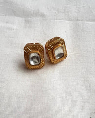 Gold polish kundan studs-Earrings-CI-House of Taamara