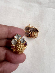 Gold polish kundan studs-Earrings-CI-House of Taamara