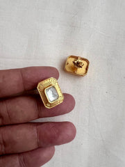 Gold polish kundan studs-Earrings-CI-House of Taamara