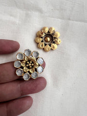 Gold polish kundan studs-Earrings-CI-House of Taamara