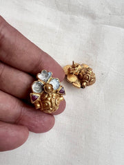 Gold polish kundan studs-Earrings-CI-House of Taamara