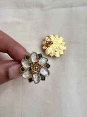 Gold polish kundan studs-Earrings-CI-House of Taamara