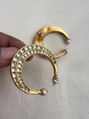 Gold polish kundan studs with pearls-Earrings-CI-House of Taamara