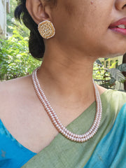 Gold polish kundan studs with pearls-Earrings-CI-House of Taamara