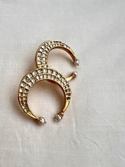 Gold polish kundan studs with pearls-Earrings-CI-House of Taamara