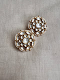 Gold polish kundan studs with pearls-Earrings-CI-House of Taamara