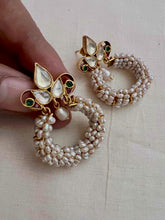 Gold polish kundan studs with pearls-Earrings-CI-House of Taamara
