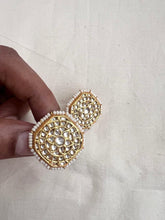 Gold polish kundan studs with pearls-Earrings-CI-House of Taamara