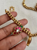 Gold polish kundan style & kemp necklace set (MADE TO ORDER)-Silver Neckpiece-CI-House of Taamara