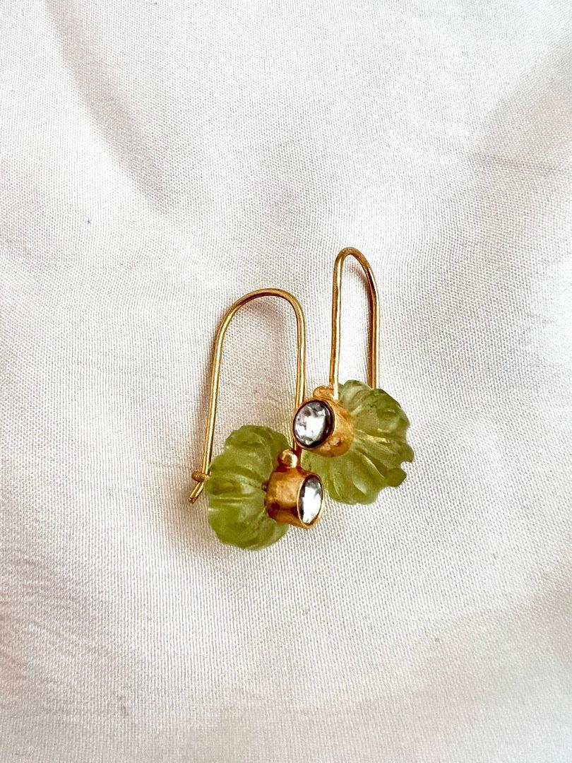 Gold polish lemon quartz hangings-Earrings-CI-House of Taamara