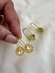 Gold polish lemon yellow quartz hangings-Earrings-CI-House of Taamara