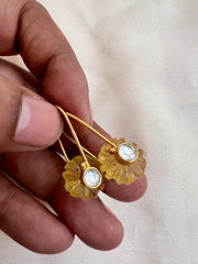 Gold polish lemon yellow quartz hangings-Earrings-CI-House of Taamara