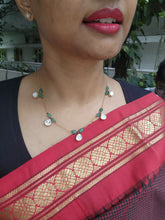 Gold polish moissanite chain with jade & ruby beads-Silver Neckpiece-CI-House of Taamara