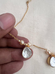 Gold polish moissanite chain with pearls-Silver Neckpiece-CI-House of Taamara