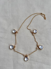 Gold polish moissanite chain with pearls-Silver Neckpiece-CI-House of Taamara