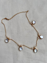Gold polish moissanite chain with pearls-Silver Neckpiece-CI-House of Taamara