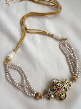 Gold polish mother of pearl pendant choker with pearls chain-Silver Neckpiece-CI-House of Taamara