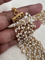 Gold polish multi layer pearls chain-Silver Neckpiece-CI-House of Taamara